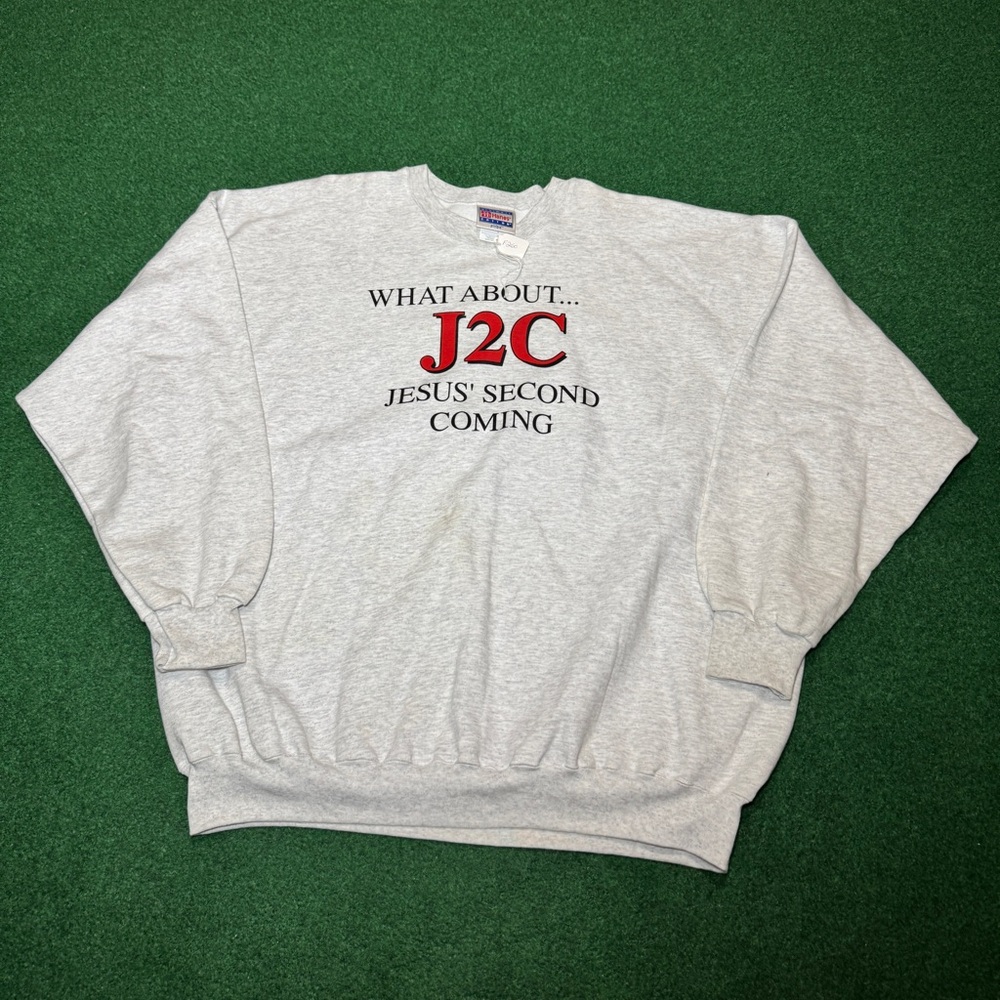 Vintage Jesus Second Coming J2C Y2K 90s Jesus Boxy Sweatshirt Crewneck 3XL 30x31